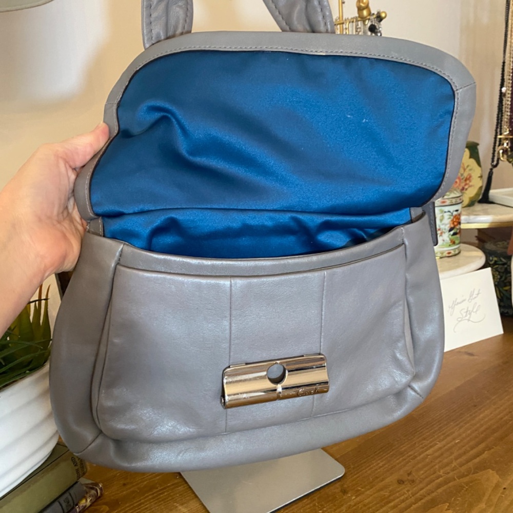 Vintage Coach Kristin Handbag - Gray Leather Shoulder Style - Picture 9 of 13